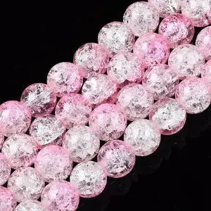 Baking Paint Crackle Glass Beads Strands