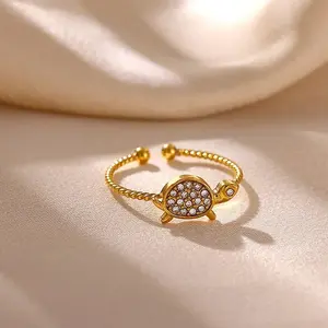 Brass Micro Pave Cubic Zirconia Cuff Open Rings