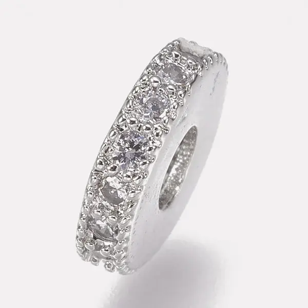 Brass Micro Pave Cubic Zirconia Bead Spacers