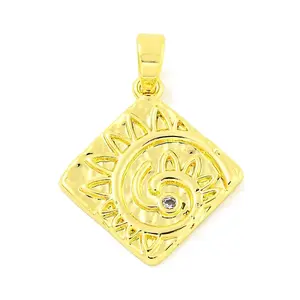 Brass Micro Pave Clear Cubic Zirconia Pendants
