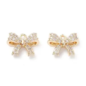 10Pcs Rack Plating Brass Micro Pave Clear Cubic Zirconia Charms