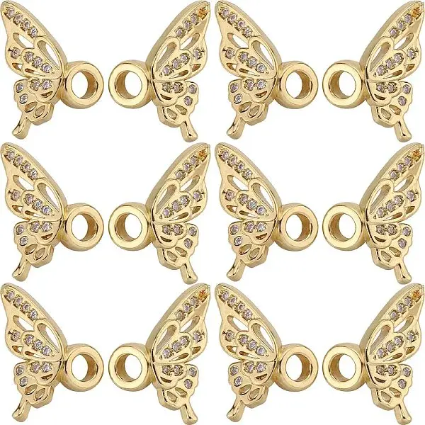 10 Sets Brass Micro Pave Clear Cubic Zirconia Pendants