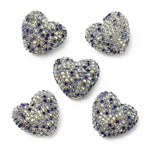 Sparkling Acrylic Heart Beads with Rhinestone Embellishment