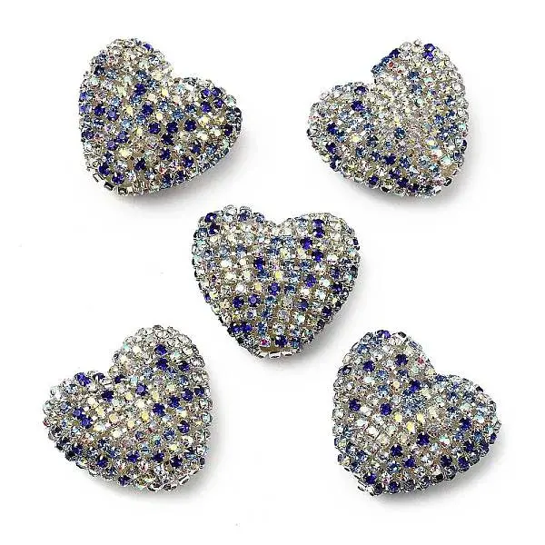 Sparkling Acrylic Heart Beads with Rhinestone Embellishment