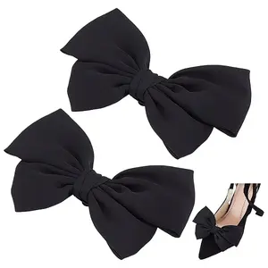 2pcs Detachable Ribbon Satin Bowknot Shoe Decoration