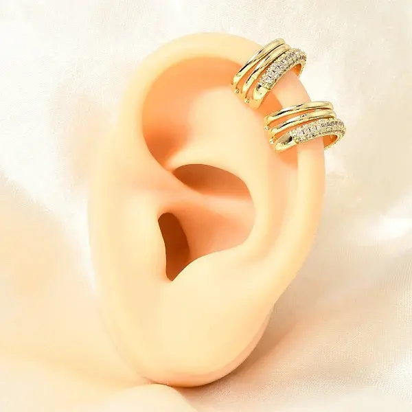 Brass Micro Pave Cubic Zirconia Cuff Earrings for Women
