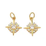 Brass Micro Pave Clear Cubic Zirconia Charms