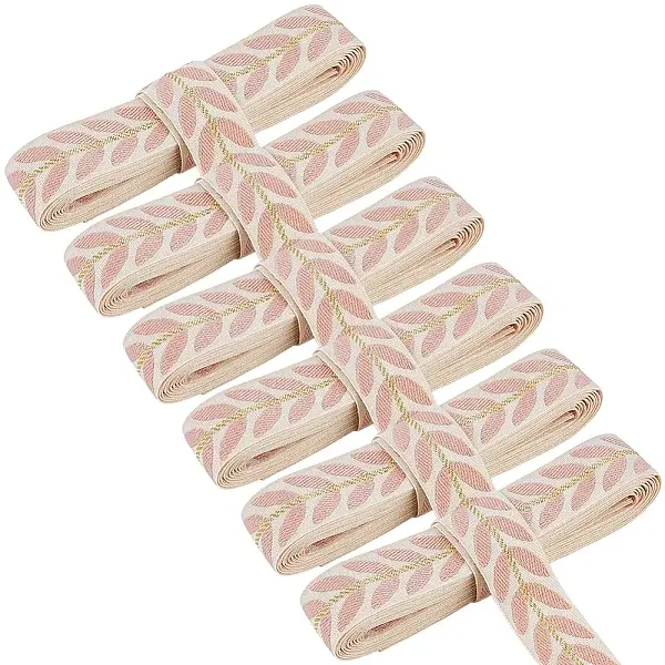 18 Yards Polyester Leaf Jacquard Ribbons