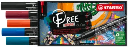 STABILO FREE Acrylic - T300 Okrúhly hrot 2-3mm - Urban