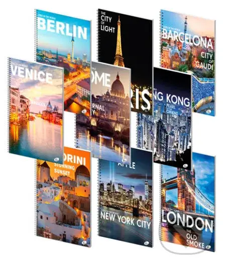 Poznámkový blok - Světové metropole, A4 (mix 9 motivů)