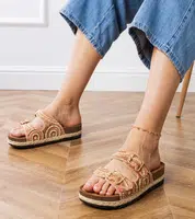 Gemre Zebrina ethnic pink sandals with buckles on straps