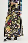 Sukně adidas x Farm Rio černá barva, maxi, JL8620