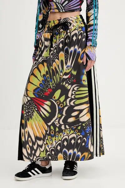 Sukně adidas x Farm Rio černá barva, maxi, JL8620