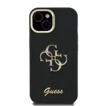 Zadní kryt Guess PU Grained 4G Logo Stand Camera Frame pro Apple iPhone 13, černá