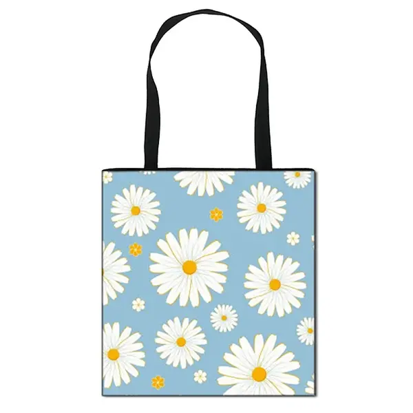 Daisy Flower Printed Polyester Shoulder Bag
