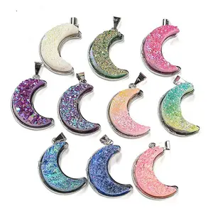 Eletroplated Natural Druzy Agate Pendants