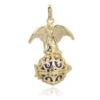 Golden Plated Brass Hollow Round Cage Pendants