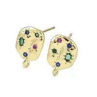 Brass Micro Pave Cubic Zirconia Stud Earring Findings