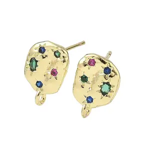 Brass Micro Pave Cubic Zirconia Stud Earring Findings