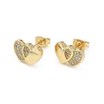 Brass Micro Pave Clear Cubic Zirconia Stud Earrings for Women