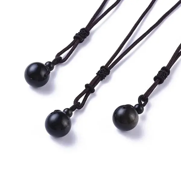 Natural Golden Sheen Obsidian Pendant Necklaces