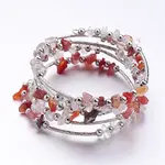 Five Loops Wrap Carnelian(Dyed) Beads Bracelets