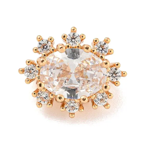 Brass Pave Clear Cubic Zirconia Slide Charms