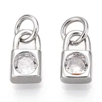 Brass Micro Pave Clear Cubic Zirconia Charms