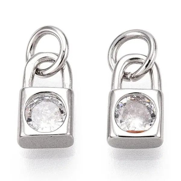 Brass Micro Pave Clear Cubic Zirconia Charms
