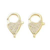 Brass Micro Pave Clear Cubic Zirconia Lobster Claw Clasps