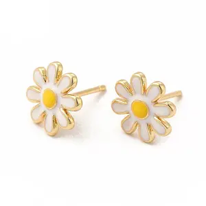Enamel Daisy Flower Stud Earrings