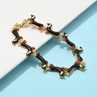 Brass Enamel Link Bracelets for Women