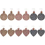 6 Pairs 6 Styles Wood Dangle Earrings with Iron Earring Pins