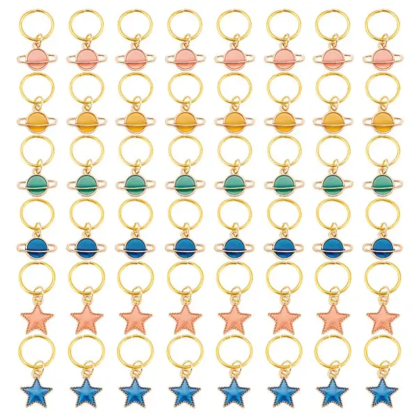 24Pcs Alloy Enamel & Iron Braiding Hair Pendants Decoration Clips