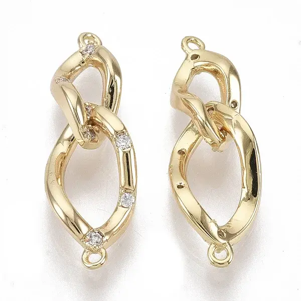 Brass Micro Pave Clear Cubic Zirconia Links connectors