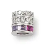 Brass Micro Pave Cubic Zirconia Beads