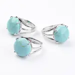 Adjustable Synthetic Turquoise Finger Rings