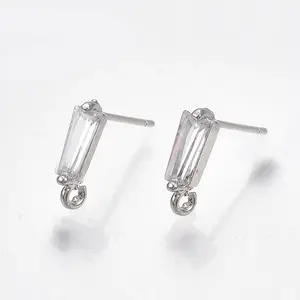 Brass Cubic Zirconia Stud Earring Findings