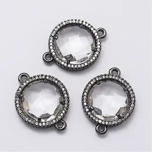 Brass Micro Pave Cubic Zirconia Links