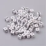White Letter E Cube Acrylic Beads