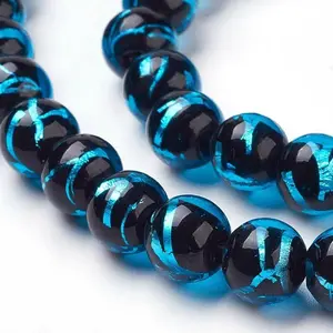Handmade Silver Foil Lampwork Beads Strands