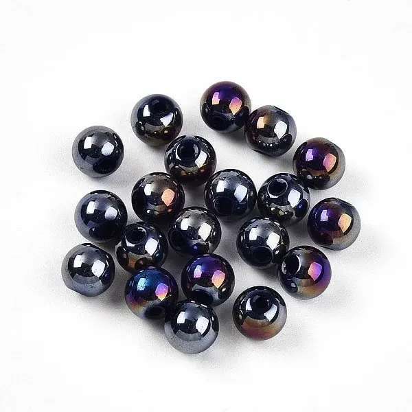 Electroplate Pearlized Glass Pearl Beads