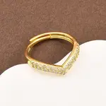 Brass Micro Pave Cubic Zirconia Adjustable Finger Rings for Women