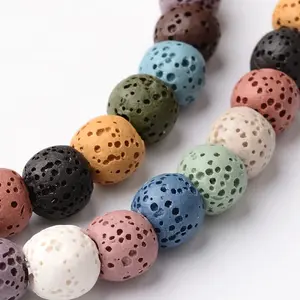 Dyed Round Synthetic Lava Rock Beads Strands