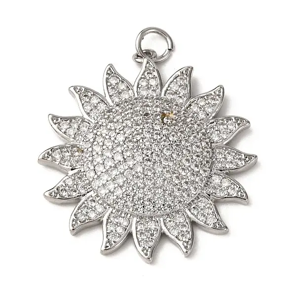 Brass Micro Pave Cubic Zirconia Pendants