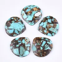 Assembled Natural Bronzite and Synthetic Turquoise Pendants