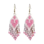 Heart Glass Seed Beaded Tassel Dangle Earrings for Women