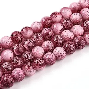 Transparent Baking Painted Glass Beads Strands