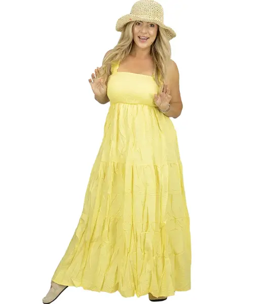 Pri Summer boho strapless maxi dress with ruffles SOLEA