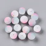 Frosted Baking Paint Crackle Glass Beads with Glitter Powder